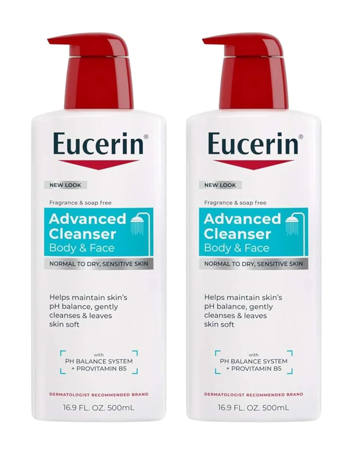 Eucerin Advanced Cleansing Body & Face Cleanser 16.9 Ounce (Pack of 2)