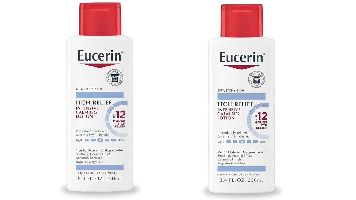 Eucerin Itch Relief Intensive Calming Lotion, Itch-Relieving Lotion for Sensitive Dry Skin, 8.4 Fl Oz Bottle (Pack of 2)