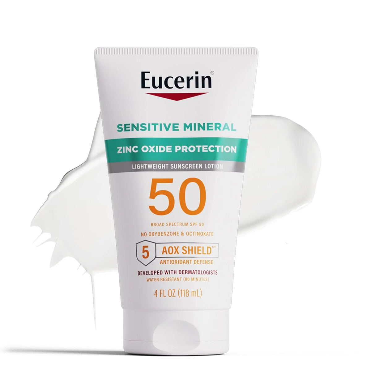 Eucerin Sun Sensitive Mineral Sunscreen Lotion, Face, Body, SPF 50, 4 FL OZ