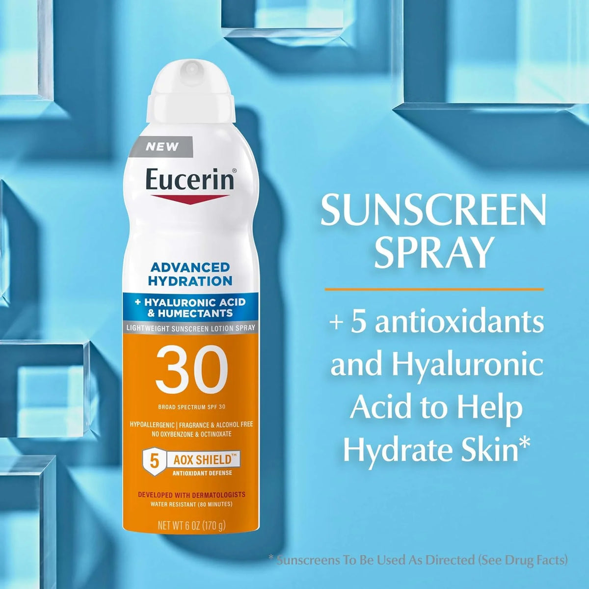 Eucerin Advanced Hydration Sunscreen Spray SPF 30, 6 OZ
