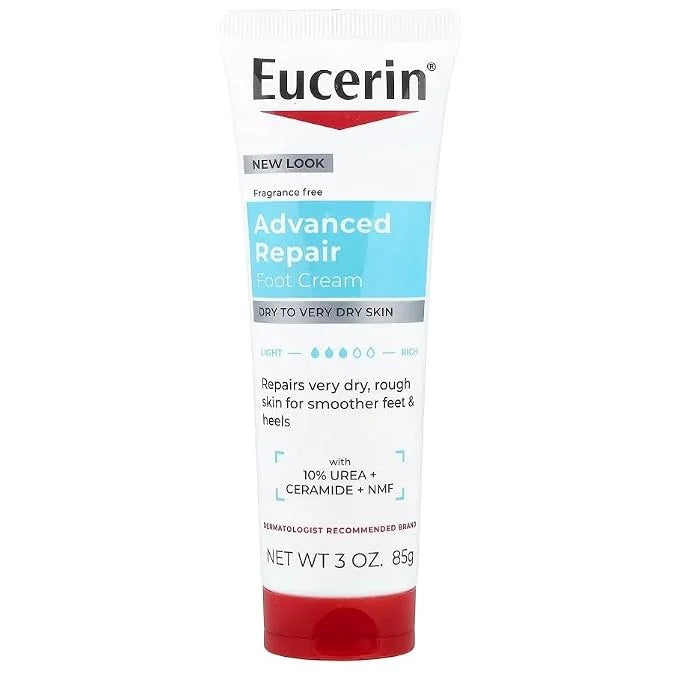 Eucerin Dry Skin Therapy Foot Creme, Plus Intensive Repair, 3-Ounce Tubes (Pack of 3)