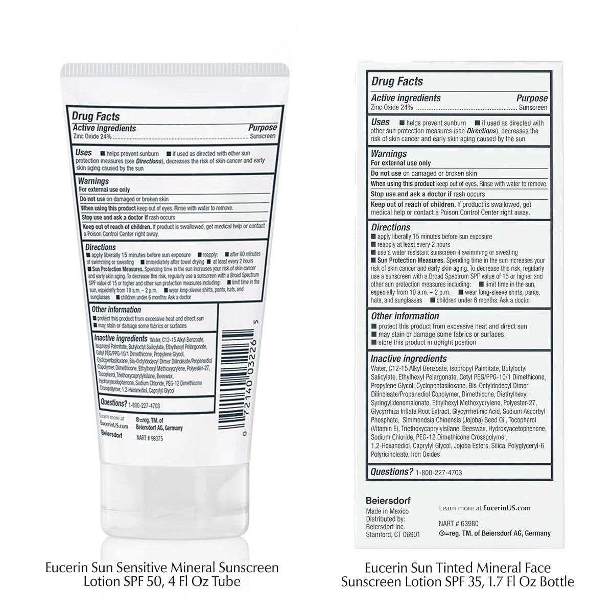 Eucerin Sensitive Mineral Sunscreen Lotion Set, Zinc Oxide, 2 Items