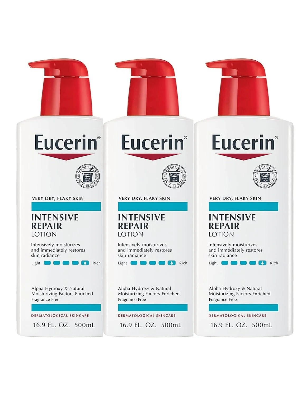 Eucerin Lotion Intensive Repair 16.9 Ounce Pump (500ml) (3 Pack)