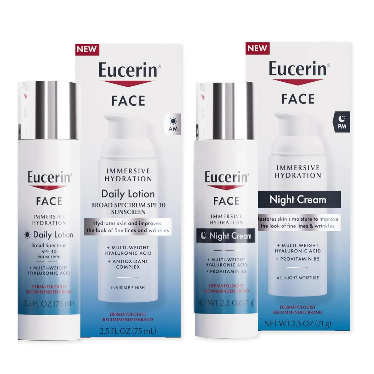 Eucerin Face Immersive Hydration Skin Care Set Variety Pack, 2 x 2.5 FL OZ