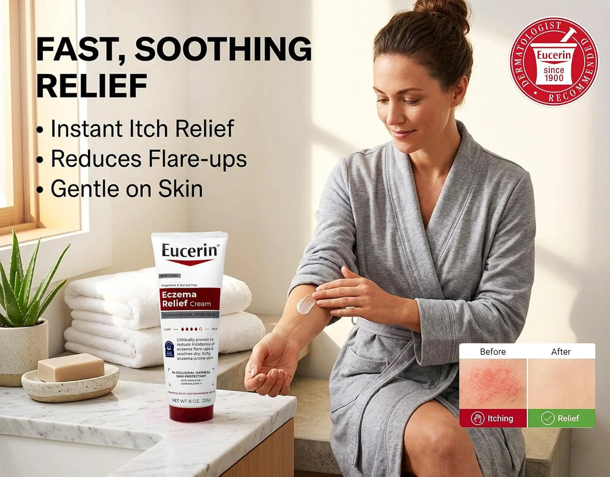 Eucerin Creme Eczema Relief 8 Ounce Tube (236ml) (6 Pack)