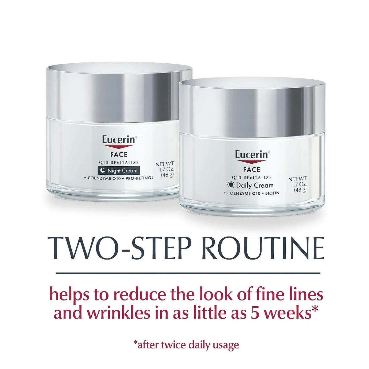 Eucerin Q10 Skin Care Set, Anti Wrinkle Creams, Variety Pack, 2 x 1.7 OZ