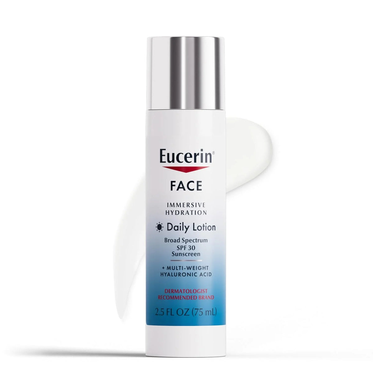 Eucerin Face Immersive Hydration Daily Face Lotion Broad Spectrum SPF 30 Sunscreen, Daily Moisturizer with Hyaluronic Acid Smooths Fine Lines and Wrinkles, 2.5 Fl Oz Bottle