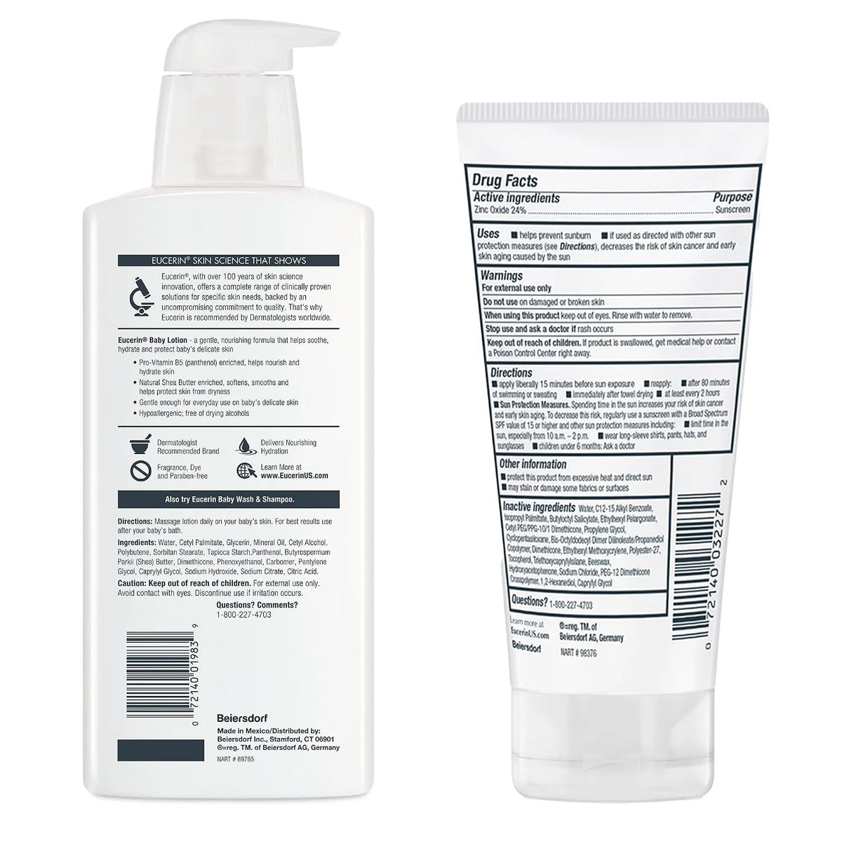 Eucerin Baby Lotion and Sunscreen Lotion Set, Variety Pack, 2 Items