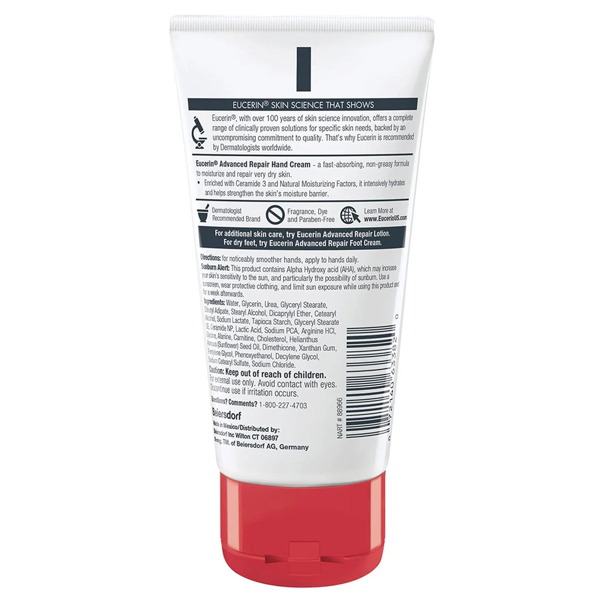 Eucerin Advanced Repair Hand Creme, Unscented, 2.7 Oz