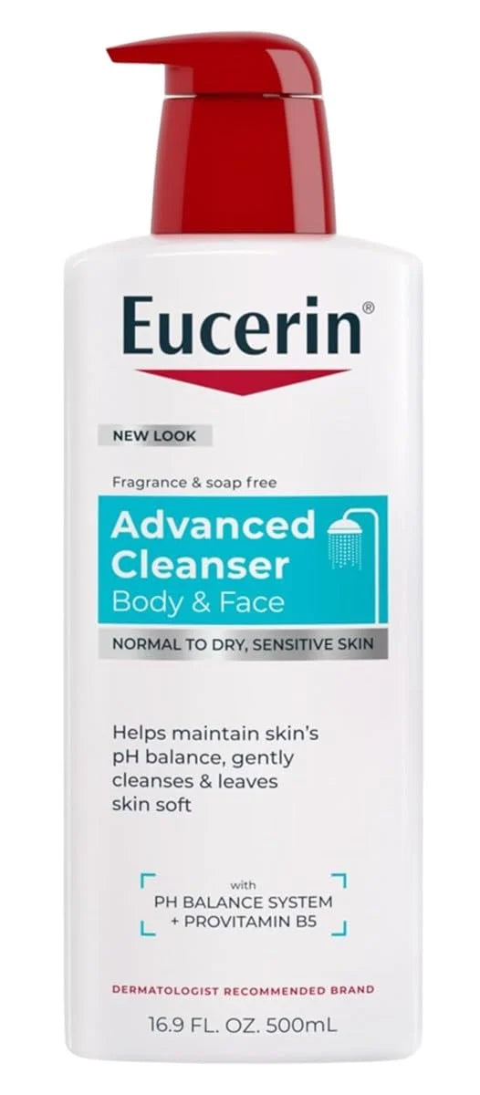 Eucerin Advanced Cleansing Body & Face Cleanser 16.9 Ounce (Pack of 2)