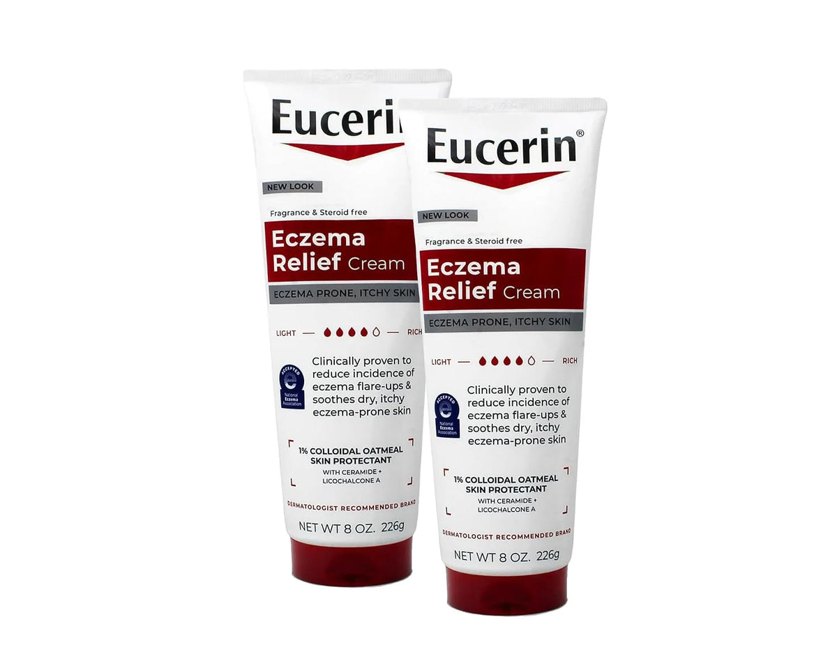 Eucerin Eczema Relief Cream, Full Body Lotion for Eczema-Prone Skin, Moisturizing Eczema Cream, Body Moisturizer, 8 oz. Tube (Pack of 2)