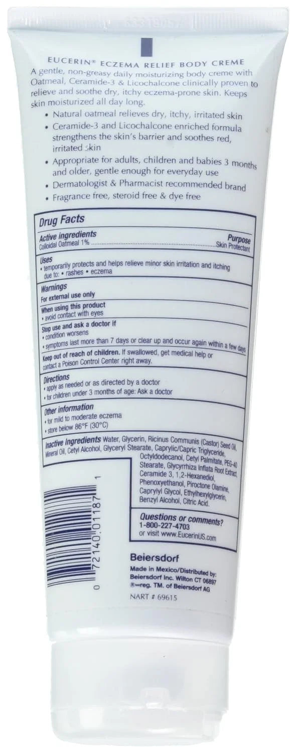 Eucerin Cream Eczema Relief 8 Ounce Tube (Pack of 3)