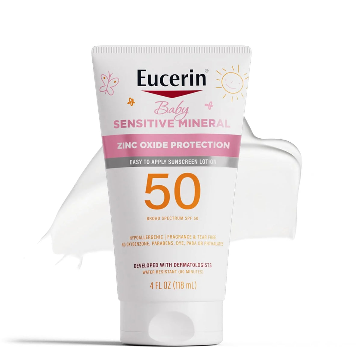 Eucerin Baby Sensitive Mineral Sunscreen Lotion, SPF 50, 4 FL OZ