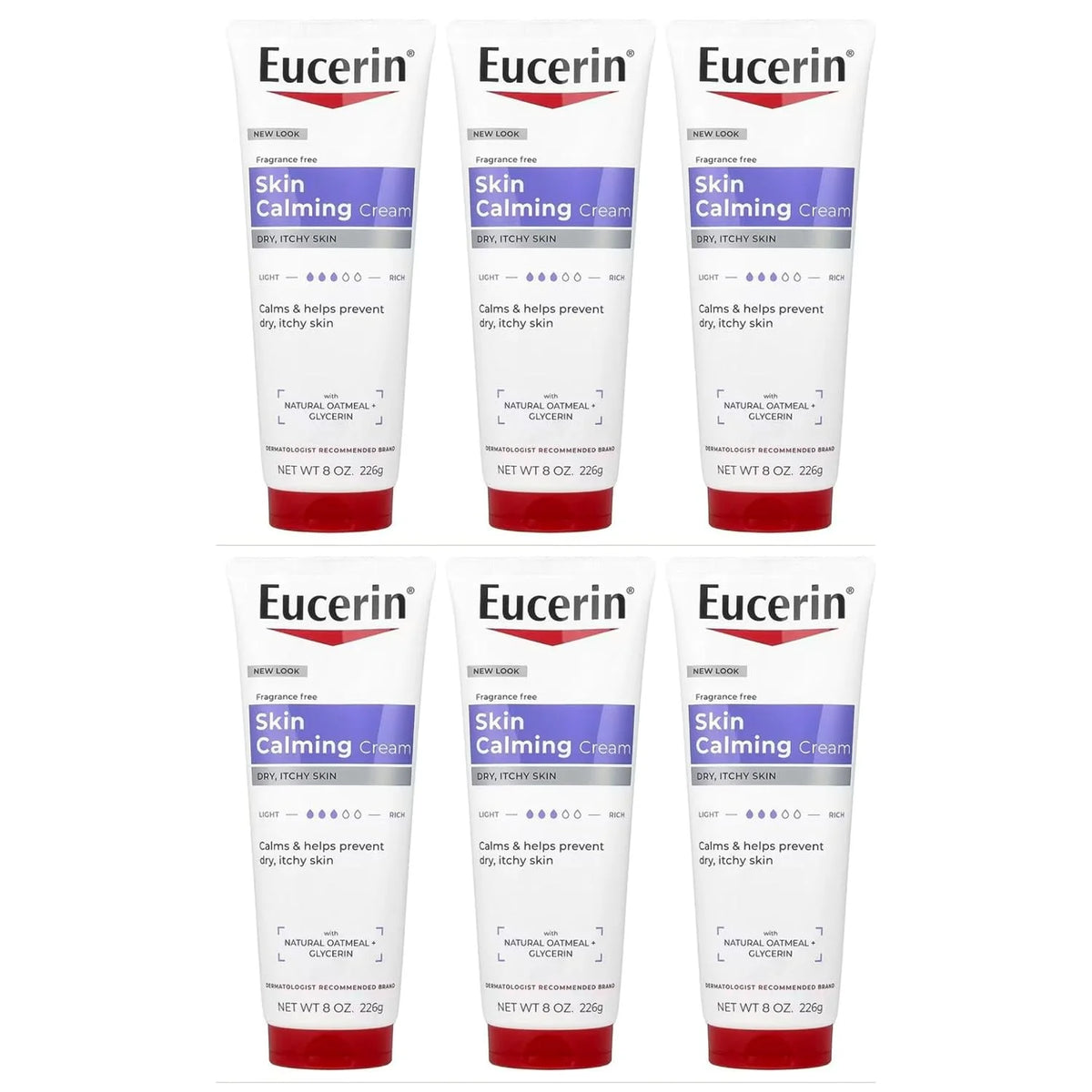 Eucerin Creme Skin Calming 8 Ounce Tube (Fragrance-Free) (236ml) (Pack of 6)