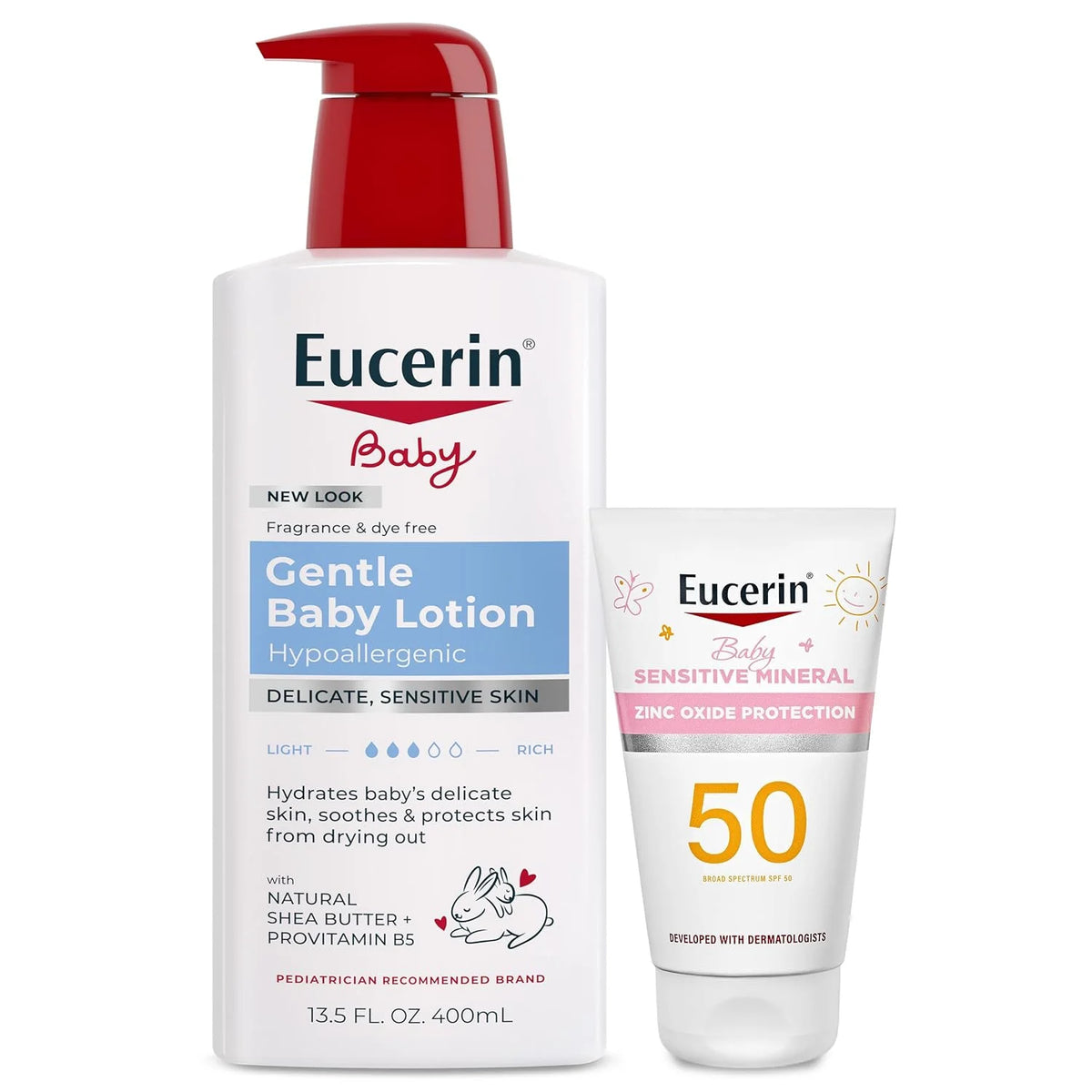 Eucerin Baby Lotion and Sunscreen Lotion Set, Variety Pack, 2 Items