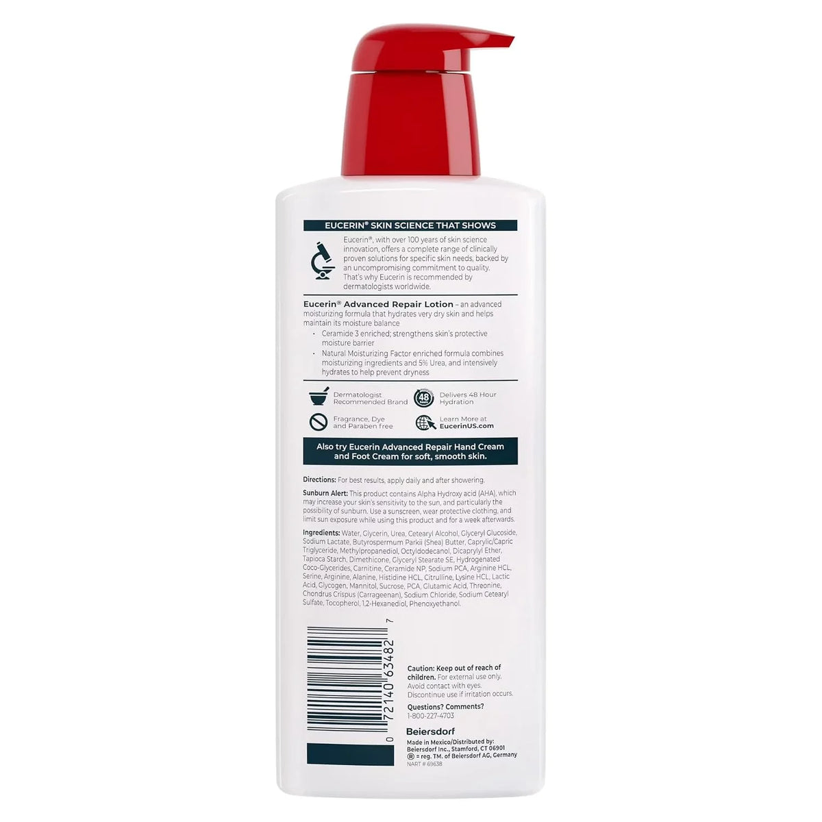 Eucerin Lotion Advanced Repair 16.9 Ounce Pump (Fragrance-Free) (Pack of 6)