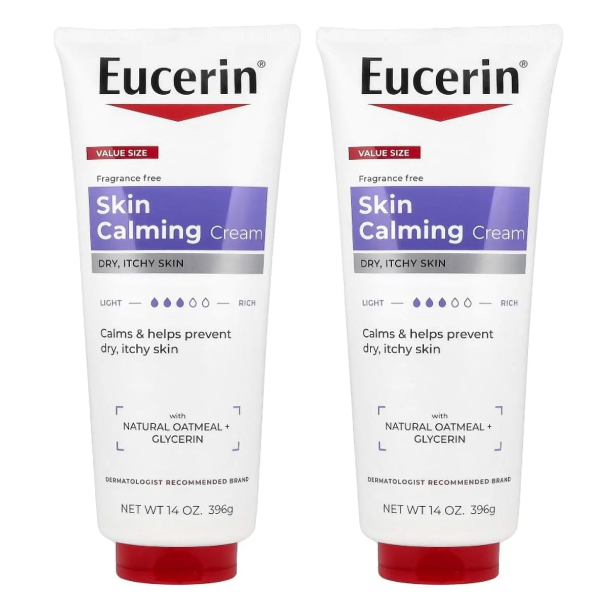 Eucerin Skin Calming Natural Oatmeal Enriched Creme 14 oz (Pack of 2)